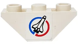 Slope, Inverted 45 3 x 1 Double with Space Shuttle in Blue and Red Circle (Launch Command Logo) Pattern Right (Sticker) - Set 6336