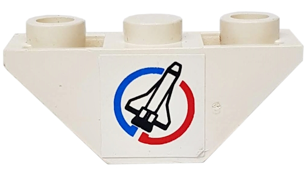 Lego Slope, Inverted 45 3 x 1 Double with Space Shuttle in Blue and Red Circle (Launch Command Logo) Pattern Right (Sticker) - Set 6336