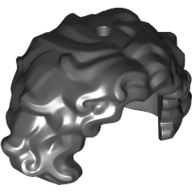 Lego Hair Mid-Length Curly with Front Center Part / Black