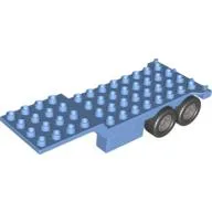 Duplo Trailer, Four Rear Wheels, Elevated Front End, 4 x 12 Studs with Gate Hinge / Medium Blue