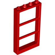 Lego Window 1 x 4 x 6 Frame with 3 Panes / Red