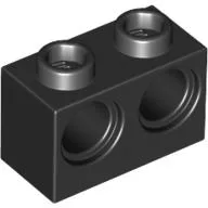 Technic Brick 1 x 2 [2 Pin Holes] / Black