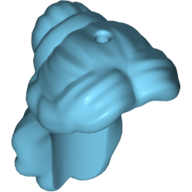 Lego Hair Long with Parted Bangs, Curls, Bun, and Hole on Top / Medium Azure