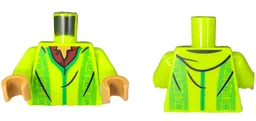 Torso Cloak with Green Trim and Bright Green Hourglasses over Dark Red Shirt, Medium Nougat Neck Pattern / Lime Arms / Medium Nougat Hands
