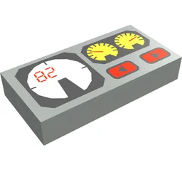 Tile 1 x 2 with Red 82, Yellow and White Gauges Print / Light Gray