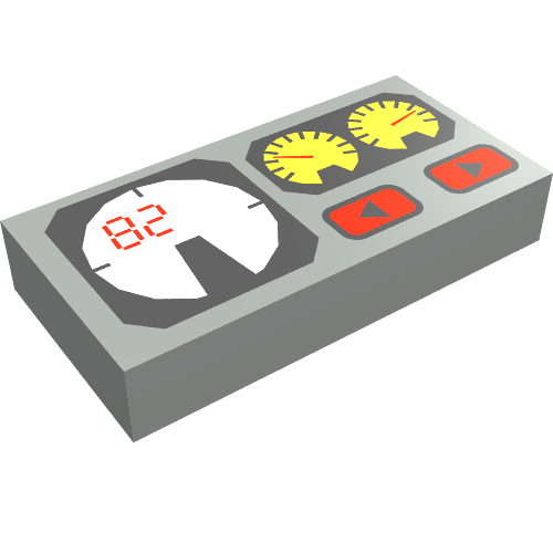 Lego Tile 1 x 2 with Red 82, Yellow and White Gauges Print / Light Gray
