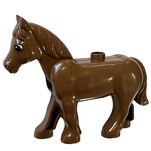 Lego Duplo Animal Horse with One Stud and Moveable Head, Eyes Print / Brown
