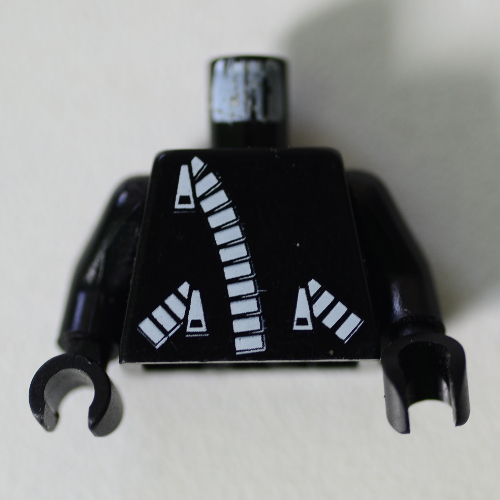 Lego Torso Jacket, Zipper, 2 Zipper Pockets Print, Black Arms and Hands / Black