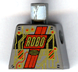 Lego Torso Space RoboForce with Gold 'ROBO' and Circuitry, Red Stripes, Black Panel and Screws Pattern