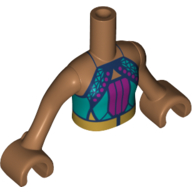 Lego Minidoll Torso Girl, Dark Turquoise/Dark Purple Top, Dark Blue Laces, Light Orange Belt / Medium Nougat