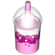 Lego Equipment Cup and Straw with Trans Clear Dome Lid and Liquid Waves and Bubbles Print