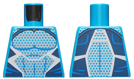 Lego Torso Muscles Outline with Black, Blue and White Suit with Light Blue Dots Pattern (Quicksilver)