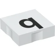 Duplo Tile 2 x 2 with Lowercase 'q' Print / White