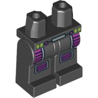 Lego Hips and Black Legs with Purple Leg and Knee Protection Print / Black