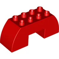 Duplo Brick 2 x 6 x 2 Curved with 2 x 2 Cutout on Bottom / Red