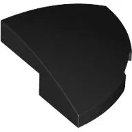 Brick Round Corner, Curved 2 x 2 x 2/3 Quarter Circle With 1 x 1 Bottom Cutout / Black