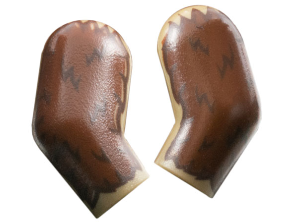 Lego Arm, (Matching Left and Right) Pair with Reddish Brown and Dark Brown Fur Pattern / Dark Tan