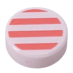 Tile Round 1 x 1 with Coral Stripes Print / White