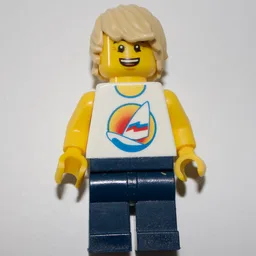 White Torso, Dark Blue Legs, Tan Hair