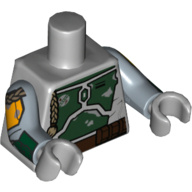 Lego Torso Armor Plates Dark Green Print (Boba Fett), Sand Blue Arms Printed, Light Bluish Gray Hands / Light Bluish Gray