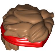 Lego Hair Ruffled with Red Headband Pattern / Medium Nougat