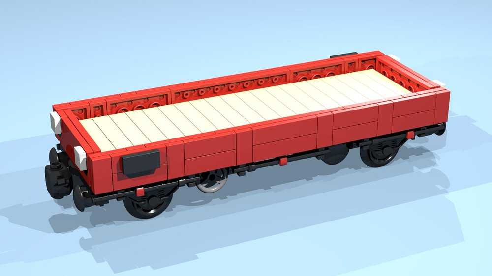 Lego 4-Wheel Low Side Wagon (SNOT, red, 8 studs wide)