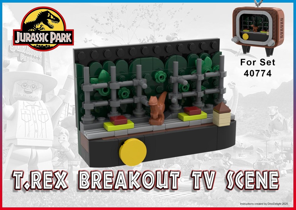 Lego Jurassic Park T.rex Breakout TV scene