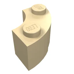 Brick Round Corner 2 x 2 Macaroni with Stud Notch / Tan