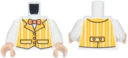 Torso Vest with Bright Light Orange Vertical Stripes, Black Trim and Pockets, Orange Bow Tie Pattern / White Arms / Medium Tan Hands / White