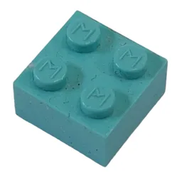 Modulex Brick 2 x 2 with M on Studs / Modulex Aqua Green