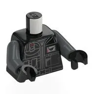 Torso, Imperial Remnants Shuttle Pilot Suit, Dark Bluish Grey Markings, Imperial Insignia on Arm Print, Dark Bluish Gray Arms, Black Hands / Black