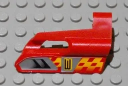 Technic, Panel Fairing #25 Small Short, Small Hole, Side A with Number 3, Air Vents and Orange Checkered Racing Pattern (Sticker) - Set 8650