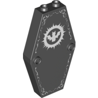 Lego Coffin 2 x 4 x 6 Lid with White Bat Print / Black