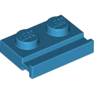 Plate Special 1 x 2 with Door Rail / Dark Azure