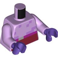 Lego Torso, Pixelated Chest, Magenta Belt, Dark Red Pants print, Lavender Arms, Dark Purple Hands / Lavender