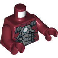 Lego Torso Armour with Light Bluish Gray Plates, Light Blue/White Circle (Arc Reactor) Print (Iron Man), Dark Red Arms and Hands / Dark Red