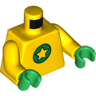 Lego Torso Yellow Star on Green Circle Print, Yellow Arms, Green Hands / Yellow