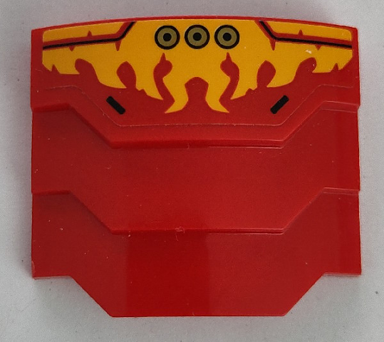 Lego Wedge 4 x 3 Stepped No Studs with Bright Light Orange Flames, Black Lines and Gold Circles Pattern (Sticker) - Set 71780