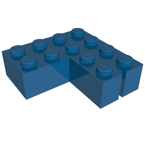 Lego Brick 4 x 4 Corner without Bottom Tubes, Slotted (with 1 slot, left side) / Blue