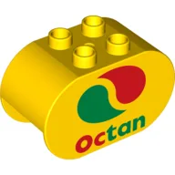 Duplo Brick 2 x 4 x 2 Rounded Ends with Octan Logo Print / Yellow