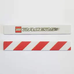 Barrier, Lego and Racers Logos One Side, Red Danger Stripes on Reverse / White