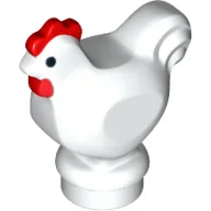 Animal, Chicken with Black Eyes and Red Comb Print / White