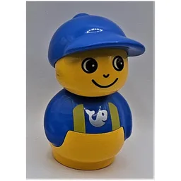Primo Figure Boy with Yellow Base, Yellow Suspenders with Fish Print, Blue Cap / Blue