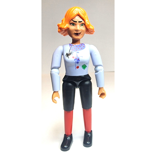 Lego Belville Figure Articulated Elbows, Female, Orange Hair, Polka-dot Scarf and Spider Print (Witch Madam Frost) / Light Violet