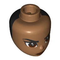 Minidoll Head, Reddish Brown, Stern Eyes, Black Backside Print / Medium Nougat