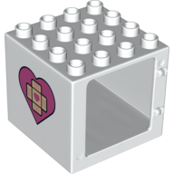 Lego Duplo Door / Window Frame 4 x 4 x 3 - Thin Top with Heart with Bandage Cross with Heart on Both Sides Print
