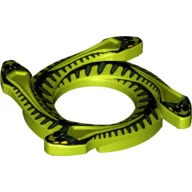 Ring 4 x 4 with 2 x 2 Hole and 4 Snake Head Ends and Black Scales Snake Print (Ninjago Spinner Crown) / Lime
