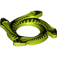 Lego Ring 4 x 4 with 2 x 2 Hole and 4 Snake Head Ends and Black Scales Snake Print (Ninjago Spinner Crown)