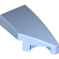 Lego Brick Wedged, Curved 2 x 1 with Stud Notch Right / Bright Light Blue