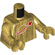 Lego Torso, Classic Space Logo print, Pearl Gold Arms and Hands / Pearl Gold